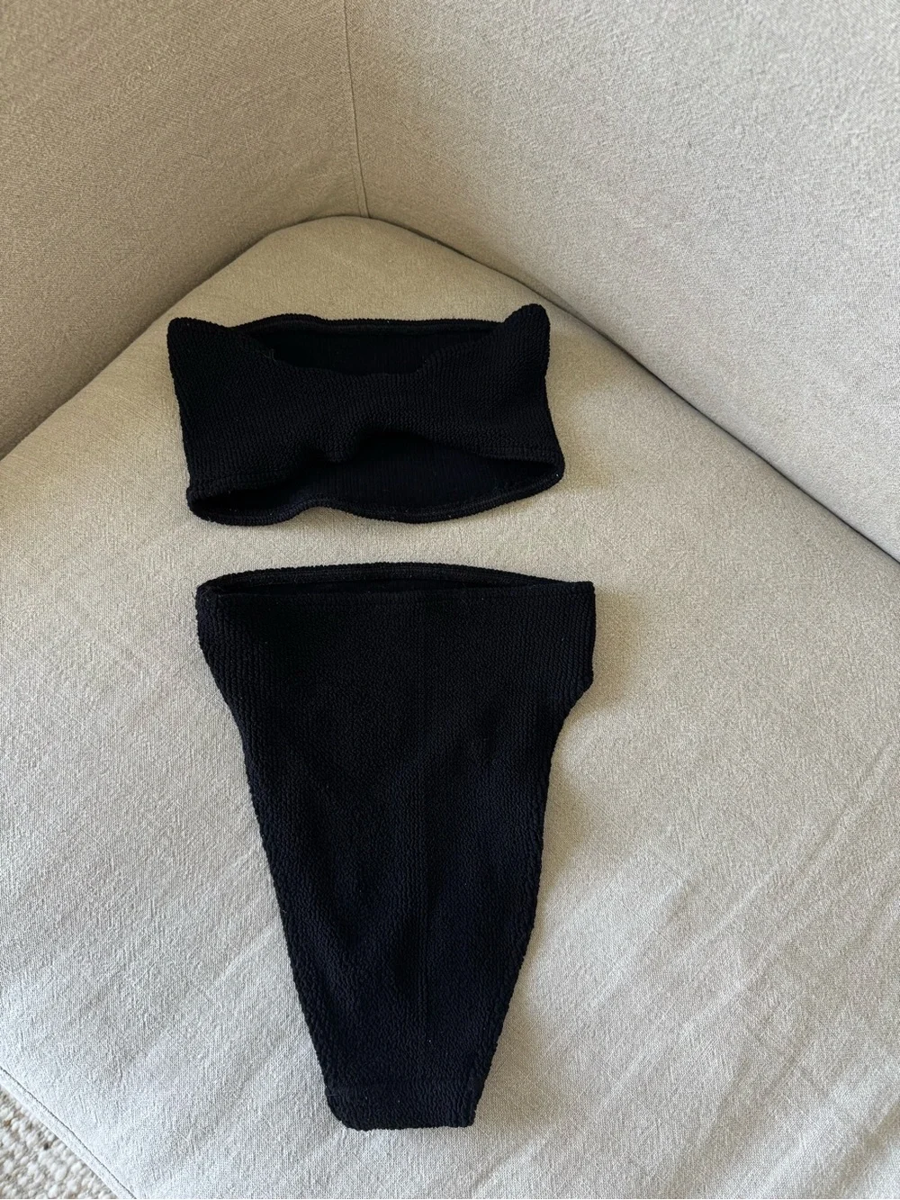 ASOS Black Crinkle Bandeau Bikini Set One Size